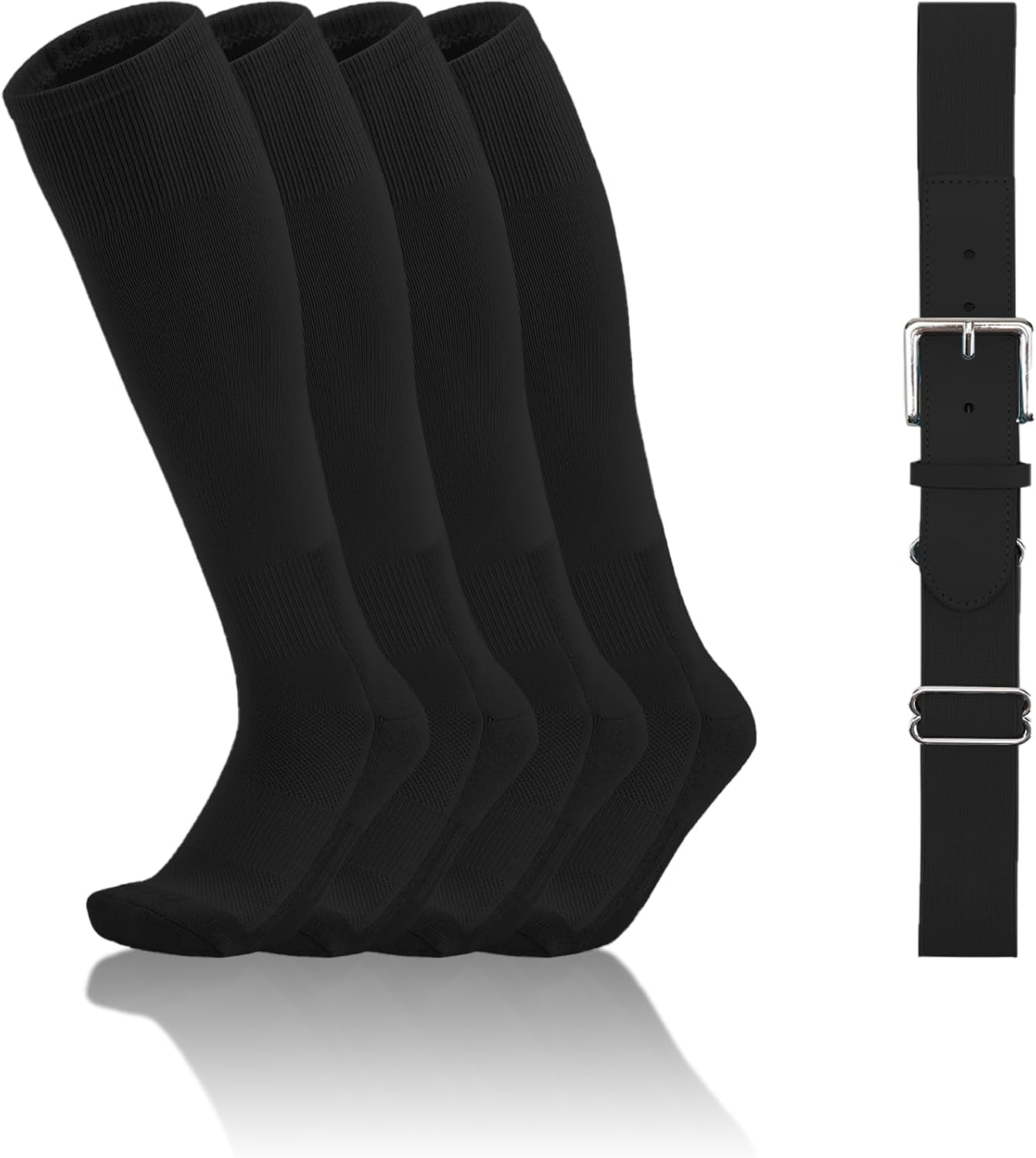 QBK Toddler Baseball Socks And Belt Youth Softball Tee Ball Combo Set for Boy Girl (2 Pairs of Socks & 1 Belt)