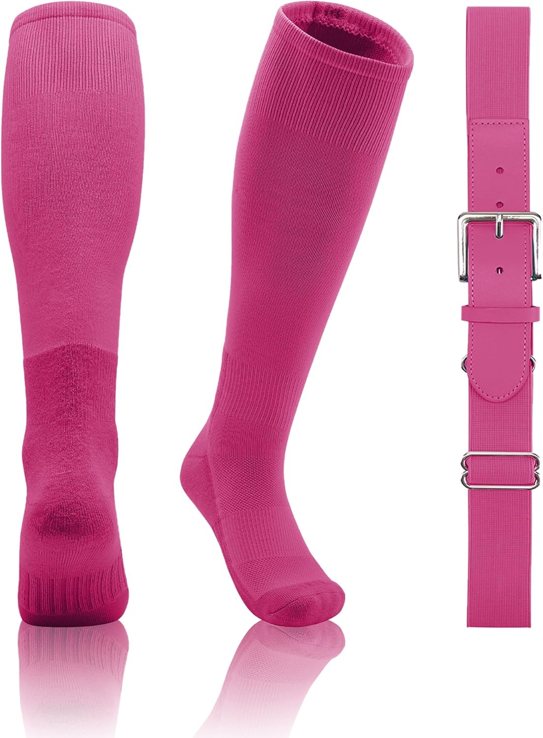 QBK 2T/3T/4T/5T Toddler Baseball Socks And Belt Youth Softball Tee Ball Combo Set for Boy Girl (1 Pairs of Socks & 1 Belt)