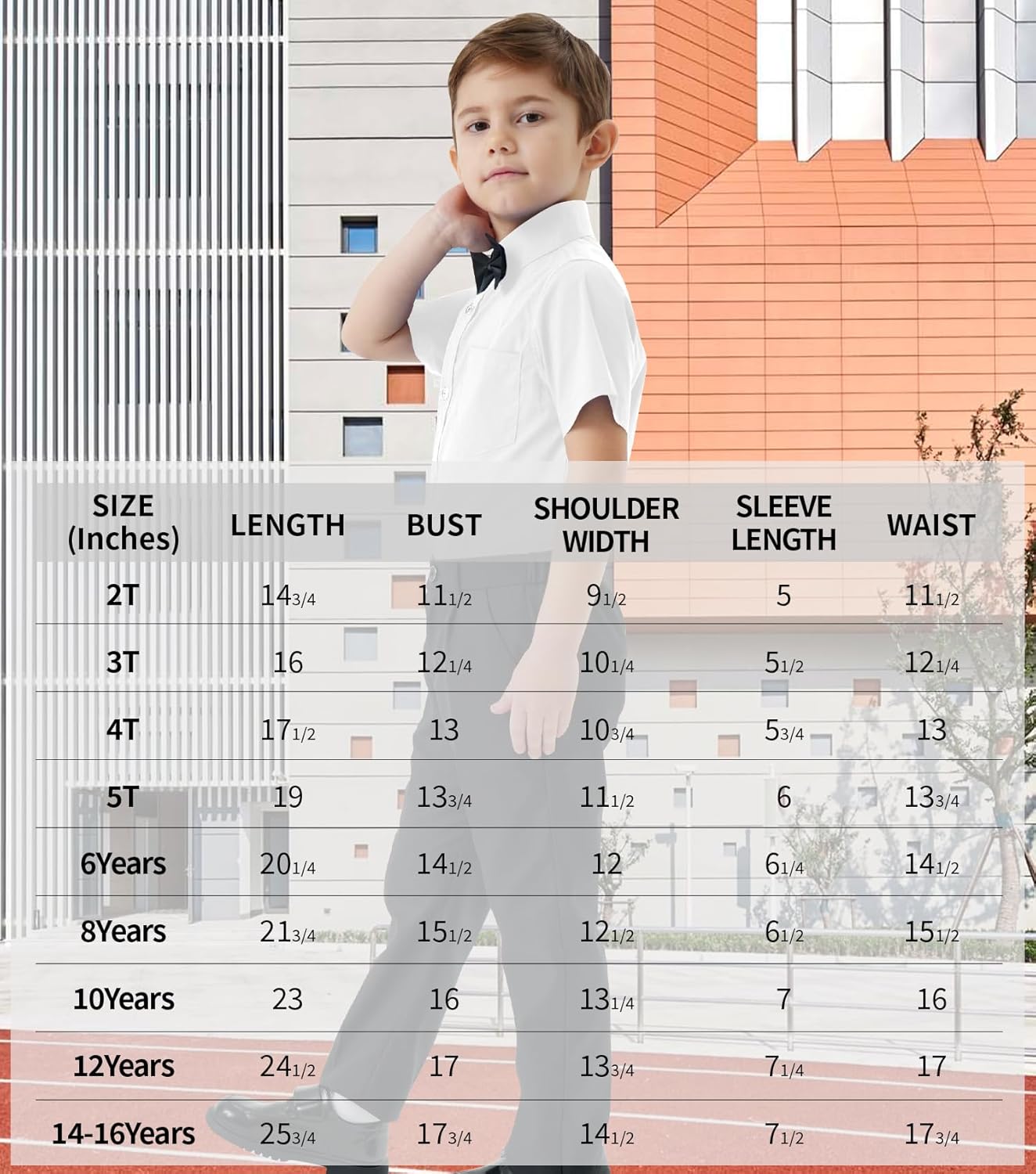 2T-16Y Boys' Short Sleeve Button Down Toddler Dress Shirt Oxford Uniform Shirt with Chest Pocket