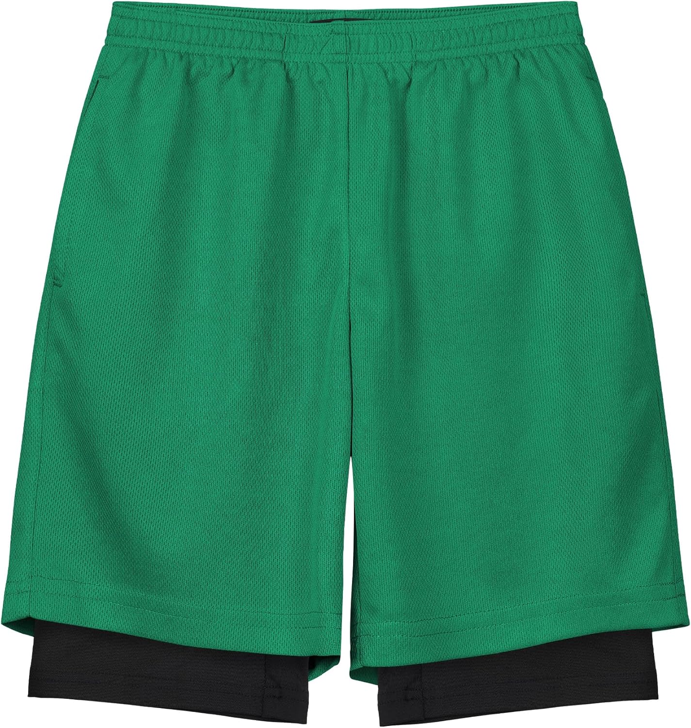 QBK Toddler to Youth Boys 2 in 1 Athletic Shorts Basketball Compression Shorts with Liner for Girls Soccer Running Sports