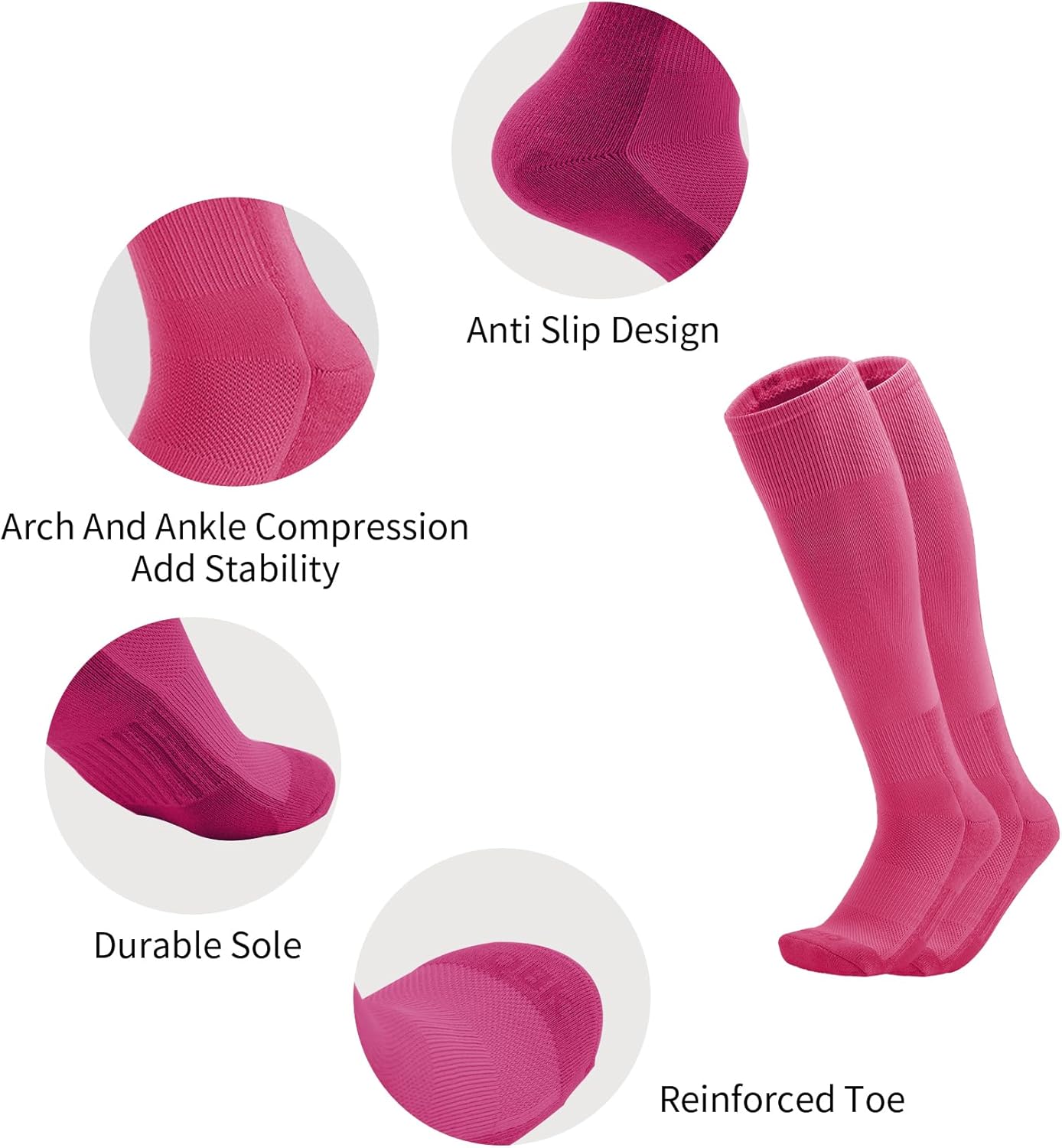 QBK 2 Pairs Toddler To Youth Baseball/Softball Socks - Soccer T-Ball Team Sport Socks For Kids Boys And Girls