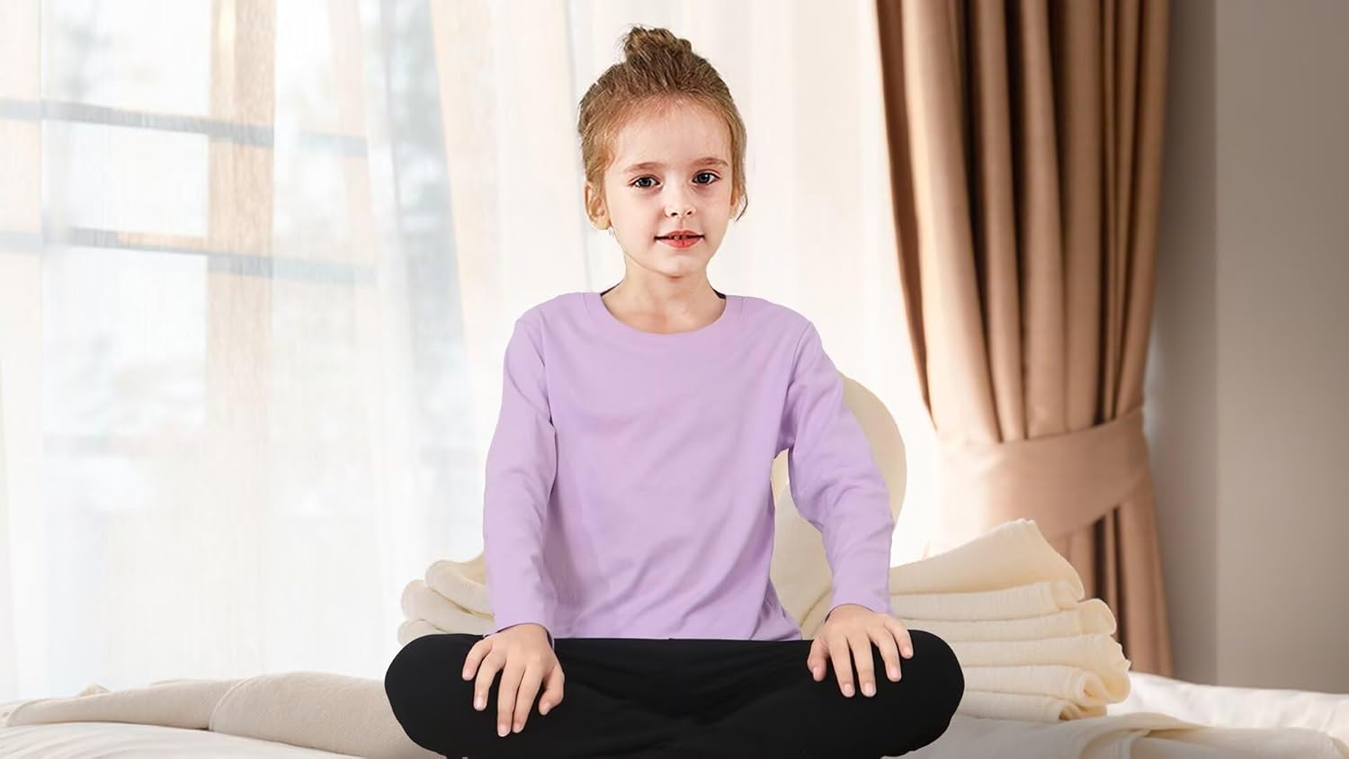 Huata 2 Packs Boys Girls T-Shirt Long Sleeve Crewneck Tee