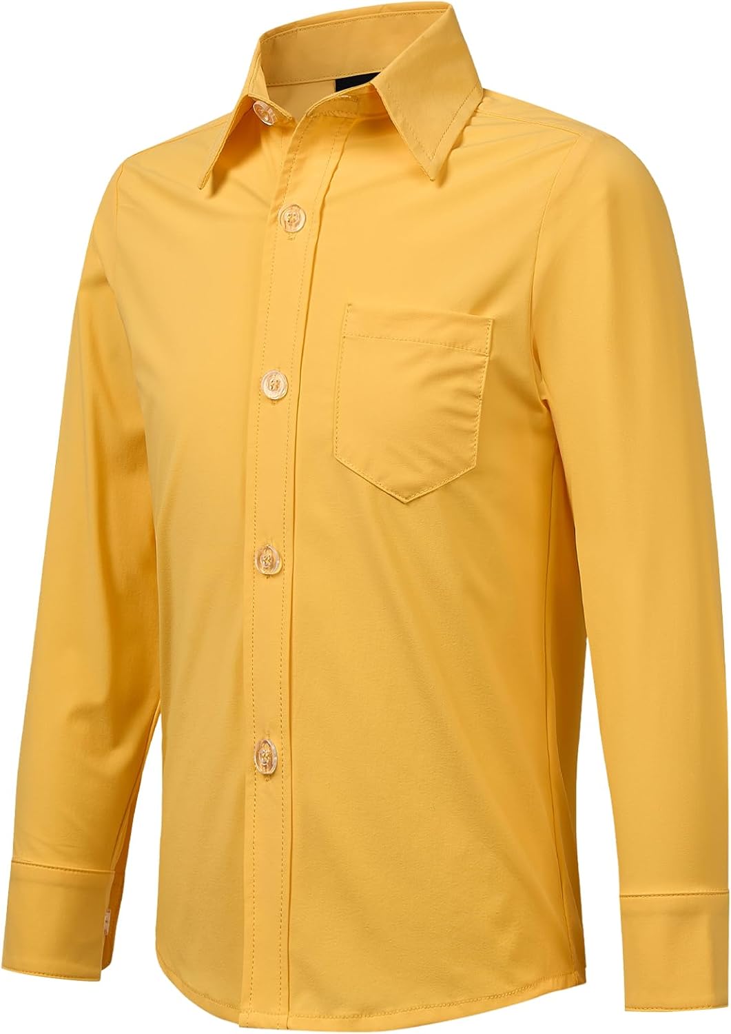 2T-16Y Boys' Stretch Long Sleeve Button Down Toddler Dress Shirt Wrinkle Free Oxford Uniform Shirt with Chest Pocket