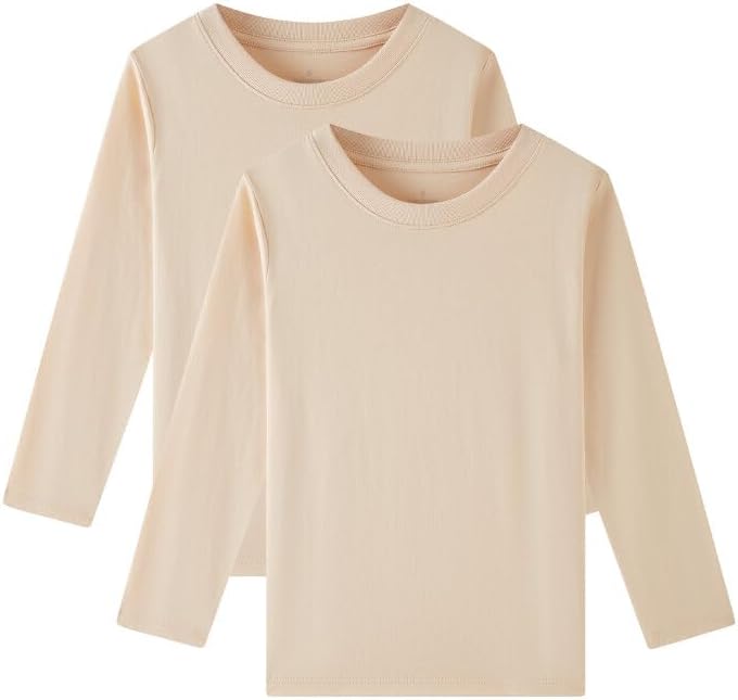 Huata Boys Girls Long Sleeve T-Shirt Unisex Crewneck Tee 2 Packs