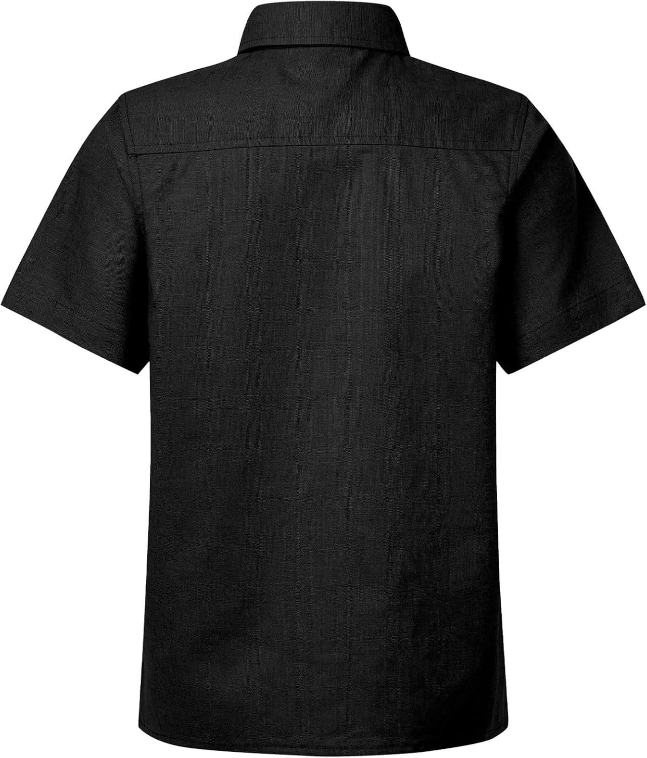 QBK Boys' Cotton Linen Short Sleeve Classic Button Down Shirts Boys Dress Shirt with Chest Pocket for 2T-16 Years