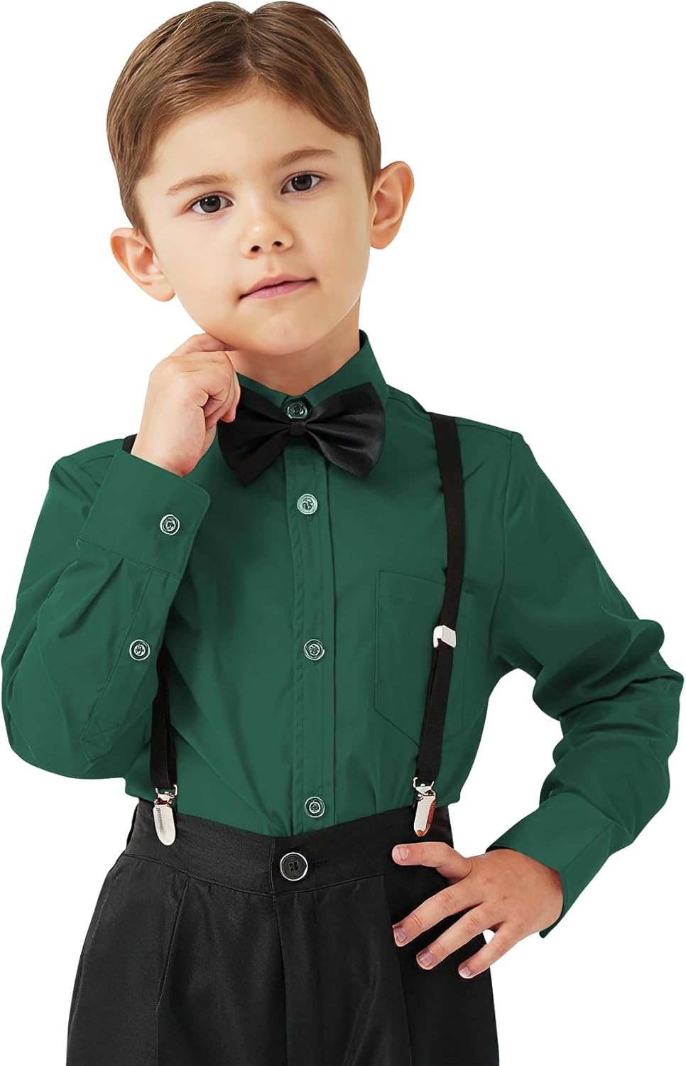 9 Month-16Y Boys' Long Sleeve Button Down Toddler Dress Shirt Oxford Uniform Shirt with Chest Pocket