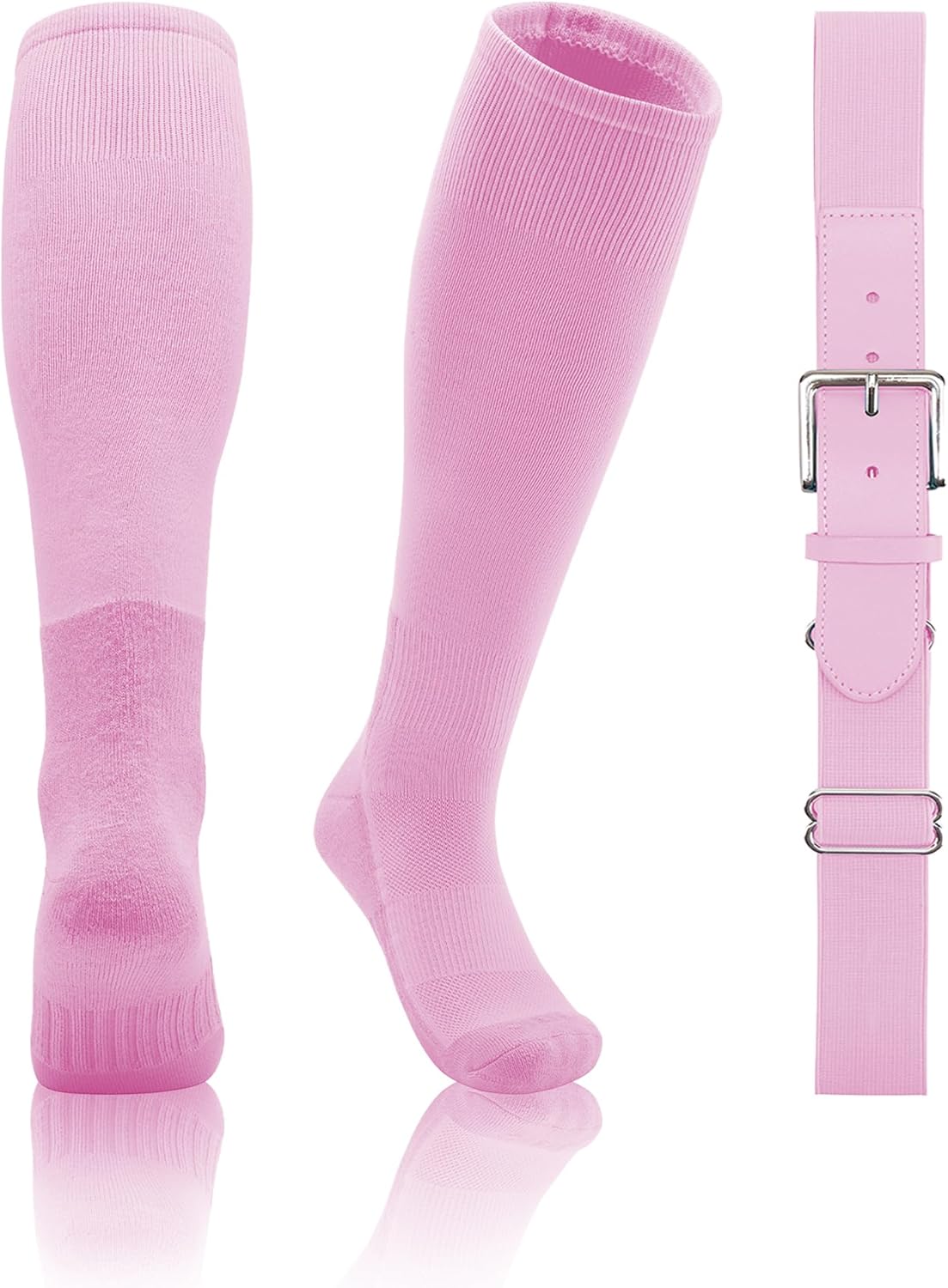 QBK 2T/3T/4T/5T Toddler Baseball Socks And Belt Youth Softball Tee Ball Combo Set for Boy Girl (1 Pairs of Socks & 1 Belt)