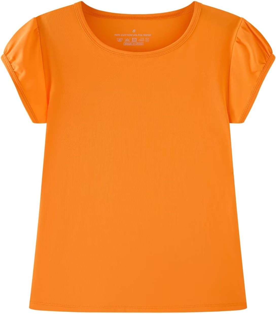 Huata Girls Short Puff Sleeve Tee Basic T-Shirt 2 Packs Crewneck