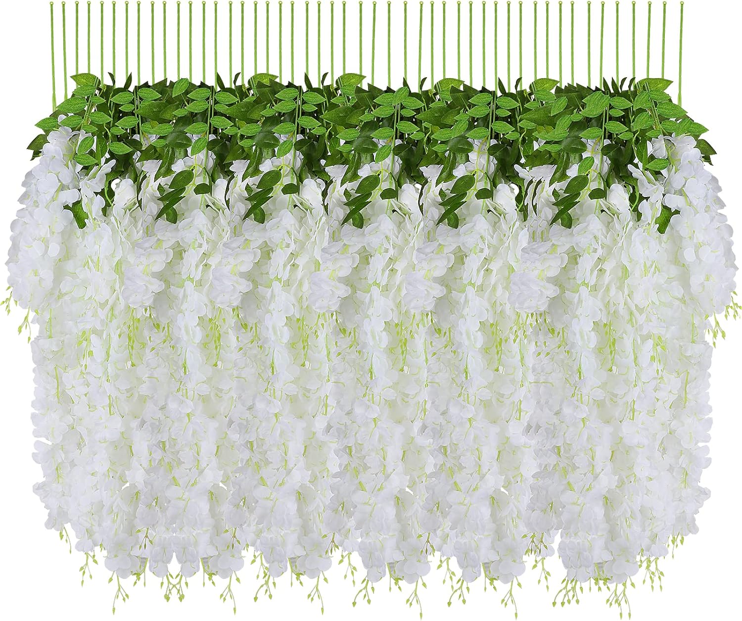 Huata 10PCS 3.2 Feet Artificial Flower Wisteria Vine Ratta Hanging Wedding Decor Garlands(White)