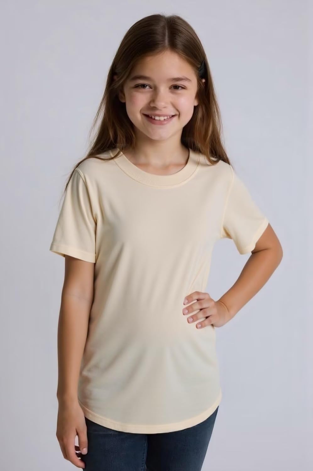 Huata Boys Girls T-Shirt Basic Basic Short Sleeve Crewneck Girls Tee 2 Packs