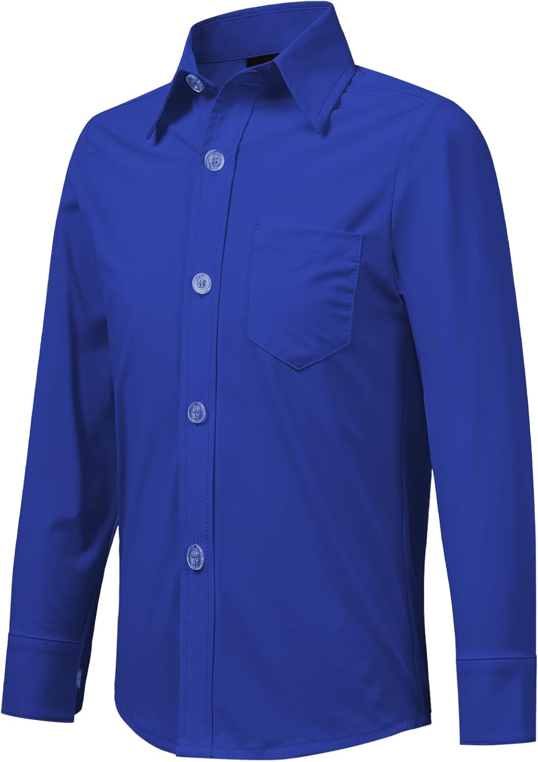 2T-16Y Boys' Stretch Long Sleeve Button Down Toddler Dress Shirt Wrinkle Free Oxford Uniform Shirt with Chest Pocket