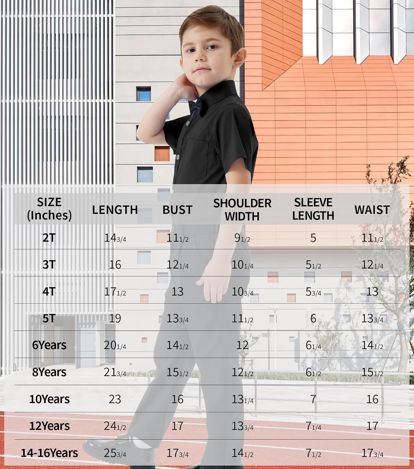 2T-16Y Boys' Short Sleeve Button Down Toddler Dress Shirt Oxford Uniform Shirt with Chest Pocket