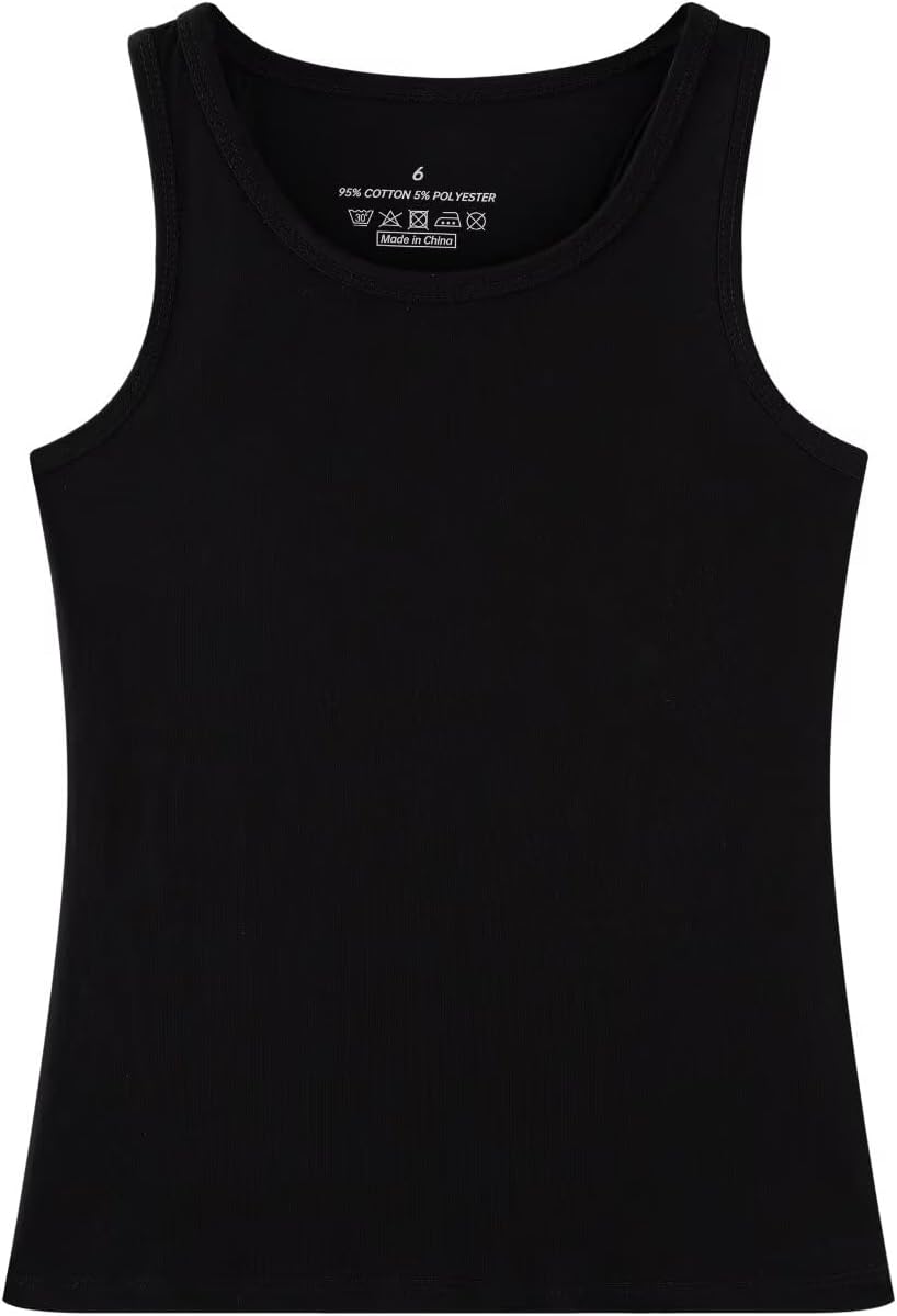 Huata Girls Tank Top 2 Packs Racerback Sleeveless Dance Athletic Shirt for Kids