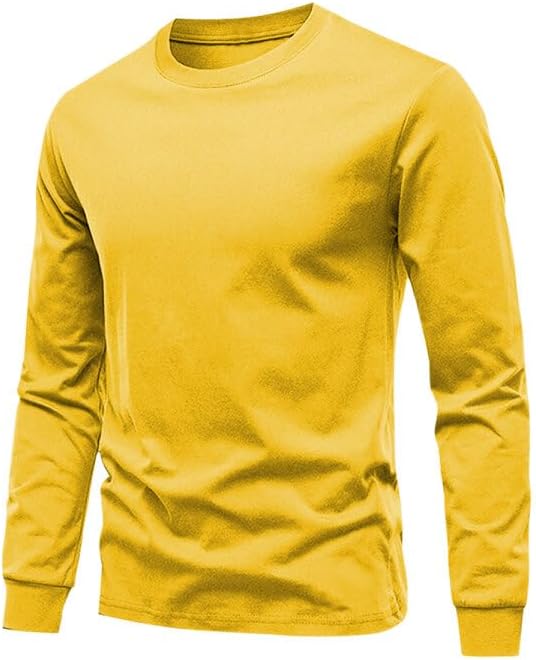 Huata Men's T-Shirt Long Sleeve Crewneck Cotton Tees