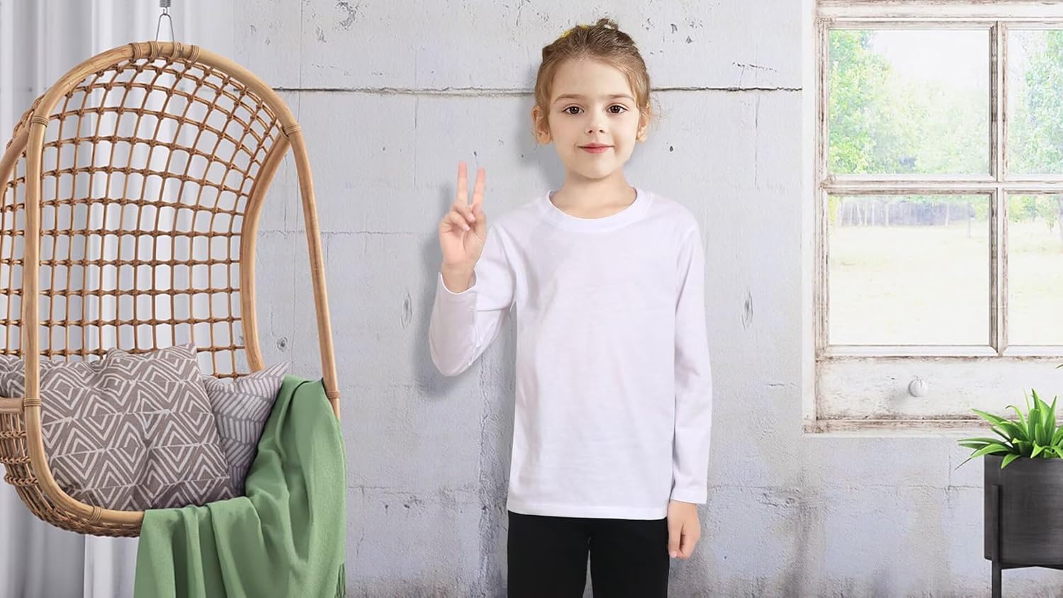 Huata 2 Packs Boys Girls T-Shirt Long Sleeve Crewneck Tee