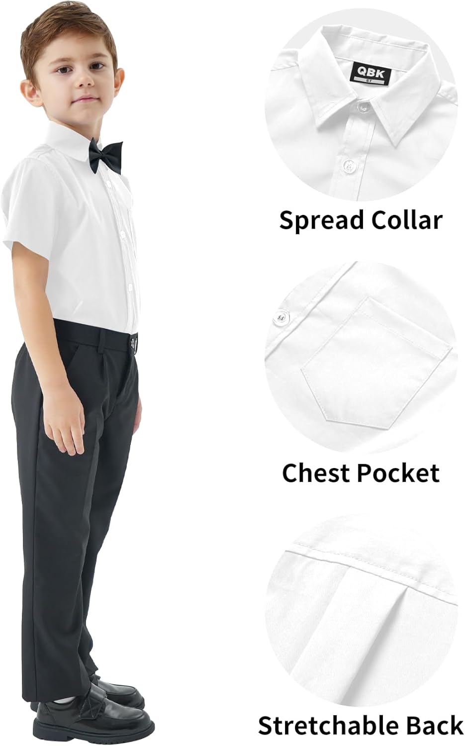 2T-16Y Boys' Short Sleeve Button Down Toddler Dress Shirt Oxford Uniform Shirt with Chest Pocket