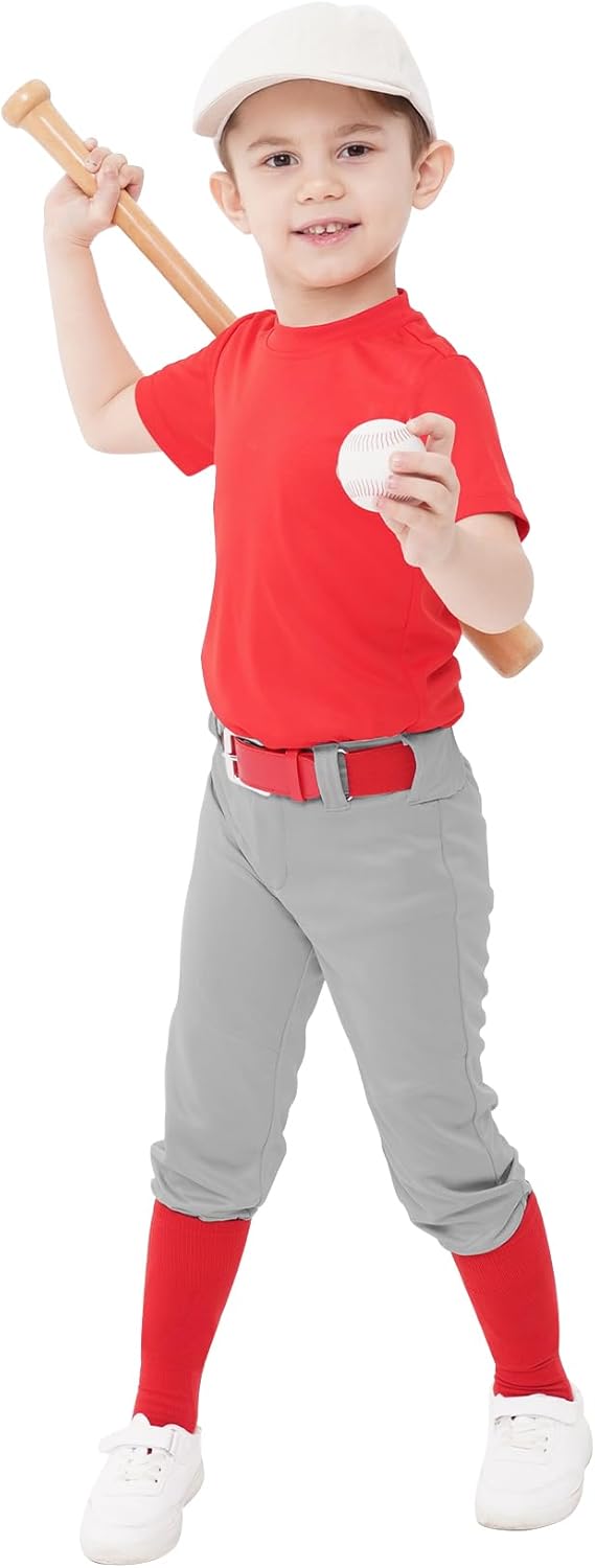 QBK 2T-17Y Toddler Baseball Pants Youth Softball Pants Kids Tee Ball Pants for Boy Girl