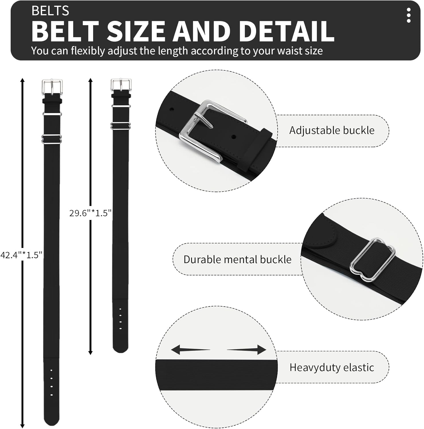 QBK Youth Baseball Socks & Belt Combo Set for Kids 2-16 Years -Softball/Tee Ball Accessories (1 Pair + 1 Belt, Unisex)