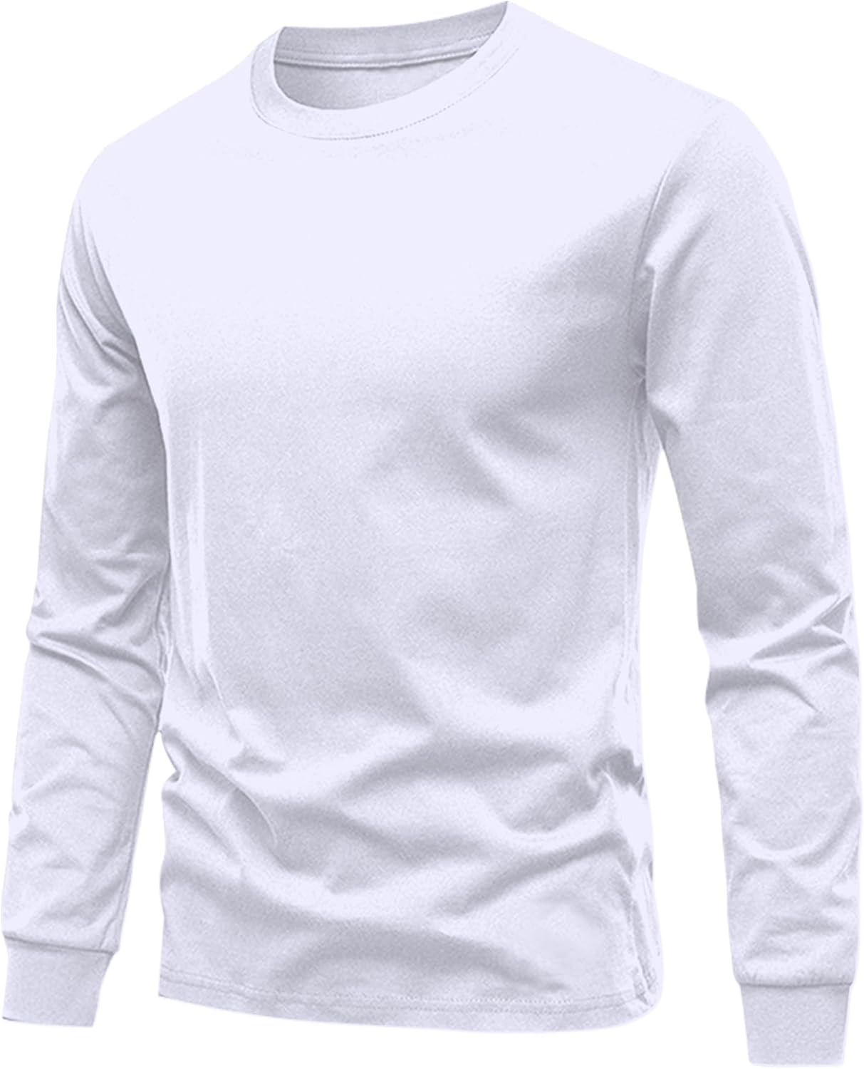 Huata Men's T-Shirt Long Sleeve Crewneck Cotton Tees