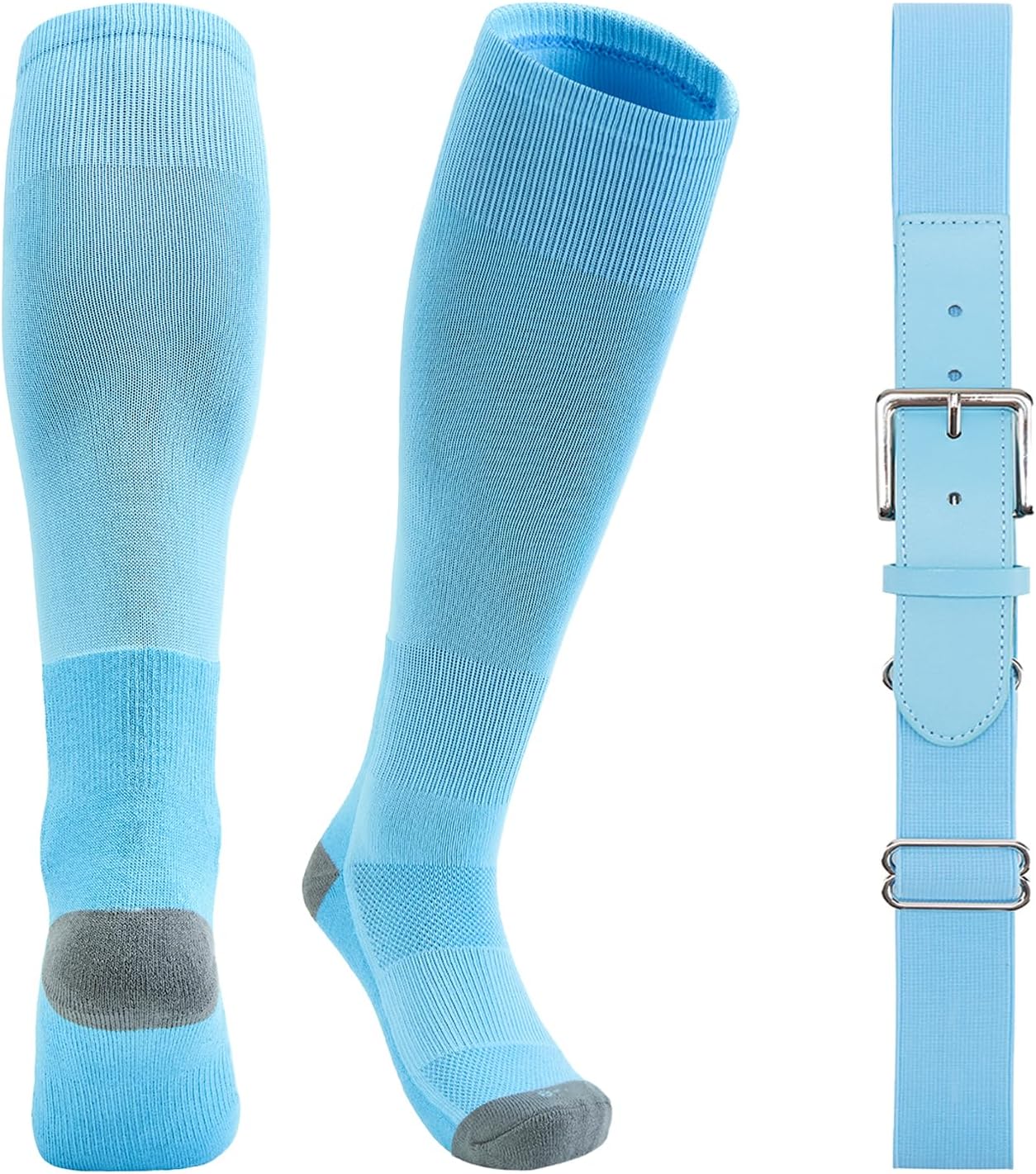 QBK Youth Baseball Socks & Belt Combo Set for Kids 2-16 Years -Softball/Tee Ball Accessories (1 Pair + 1 Belt, Unisex)