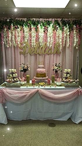 Huata 10PCS 3.2 Feet Artificial Flower Wisteria Vine Ratta Hanging Wedding Decor Garlands(White)