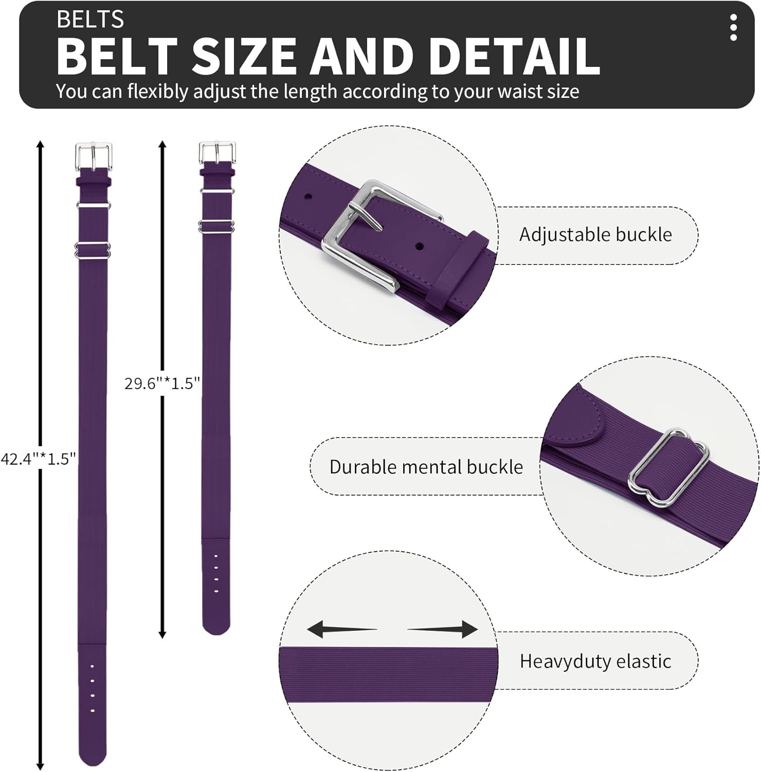 QBK Youth Baseball Socks & Belt Combo Set for Kids 2-16 Years -Softball/Tee Ball Accessories (1 Pair + 1 Belt, Unisex)