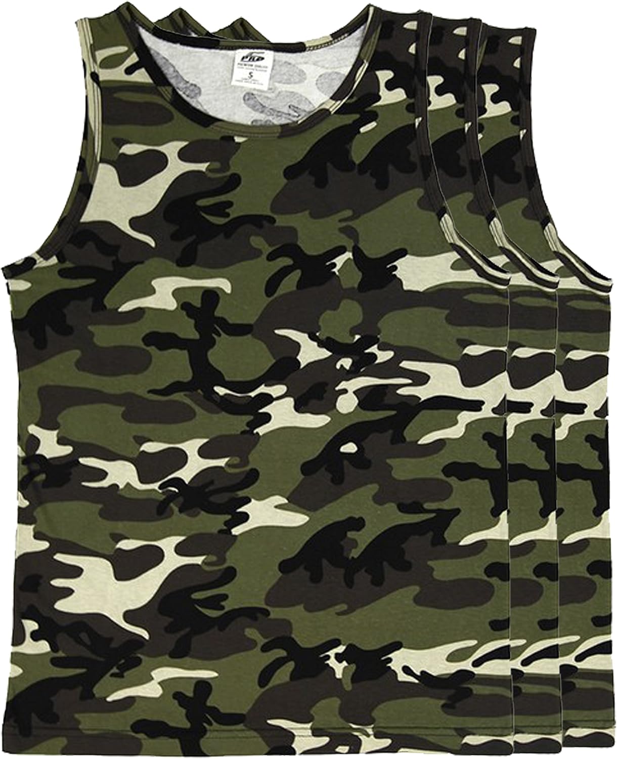 Mens Camo Muscle Tank Top Gym Work Out Super Thick 3 Pack