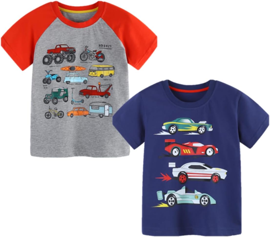 Huata Baby Toddler Boys T-Shirt 2 Packs Short Sleeve Crewneck Tee