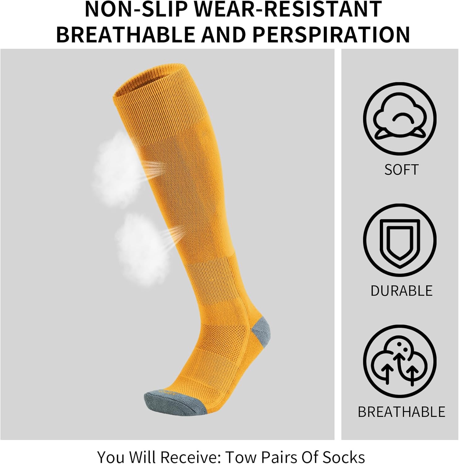 QBK Toddler Baseball Socks Youth Softball Tee Ball Kids Soccer Socks for Boy Girl 2 Pairs