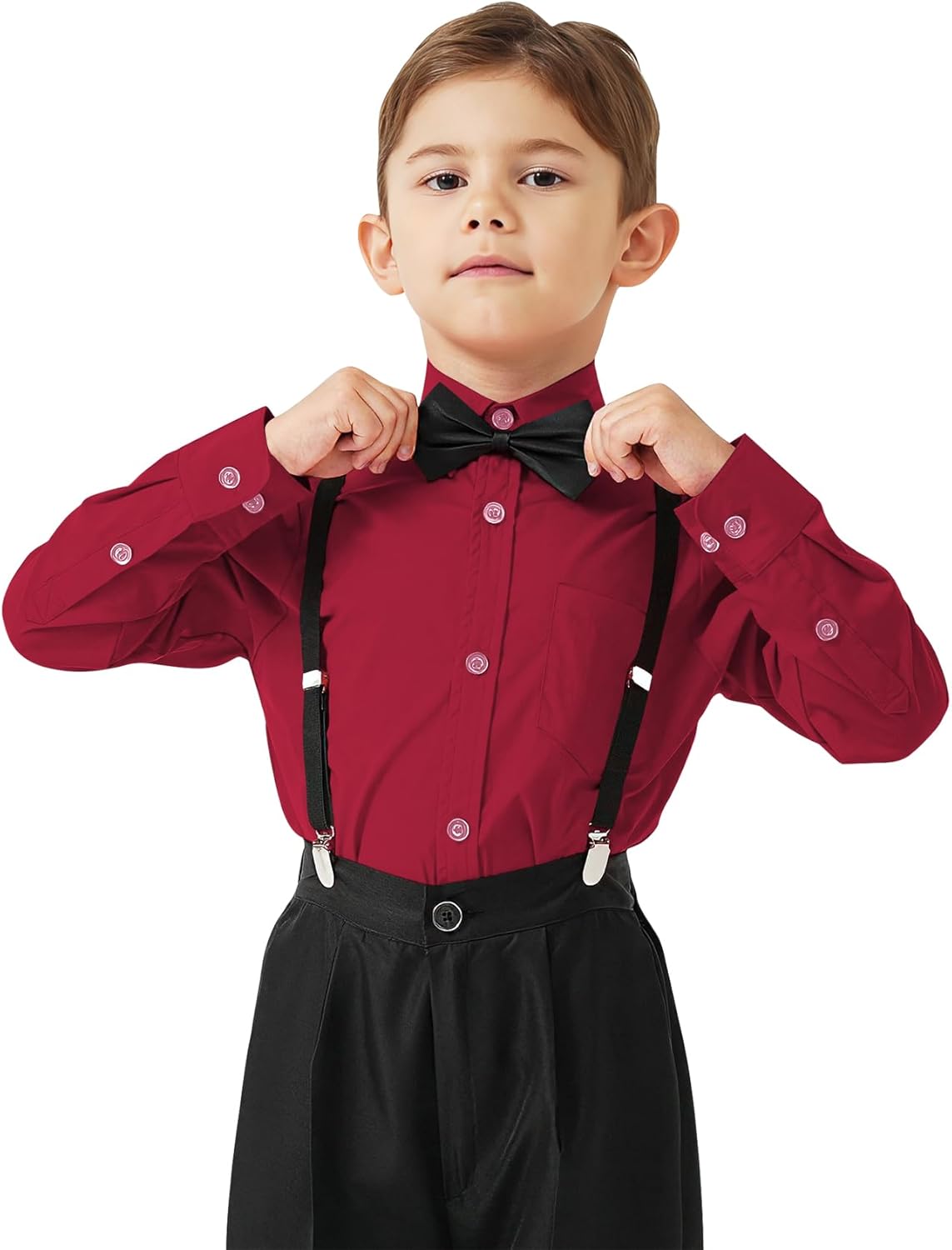 9 Month-16Y Boys' Long Sleeve Button Down Toddler Dress Shirt Oxford Uniform Shirt with Chest Pocket