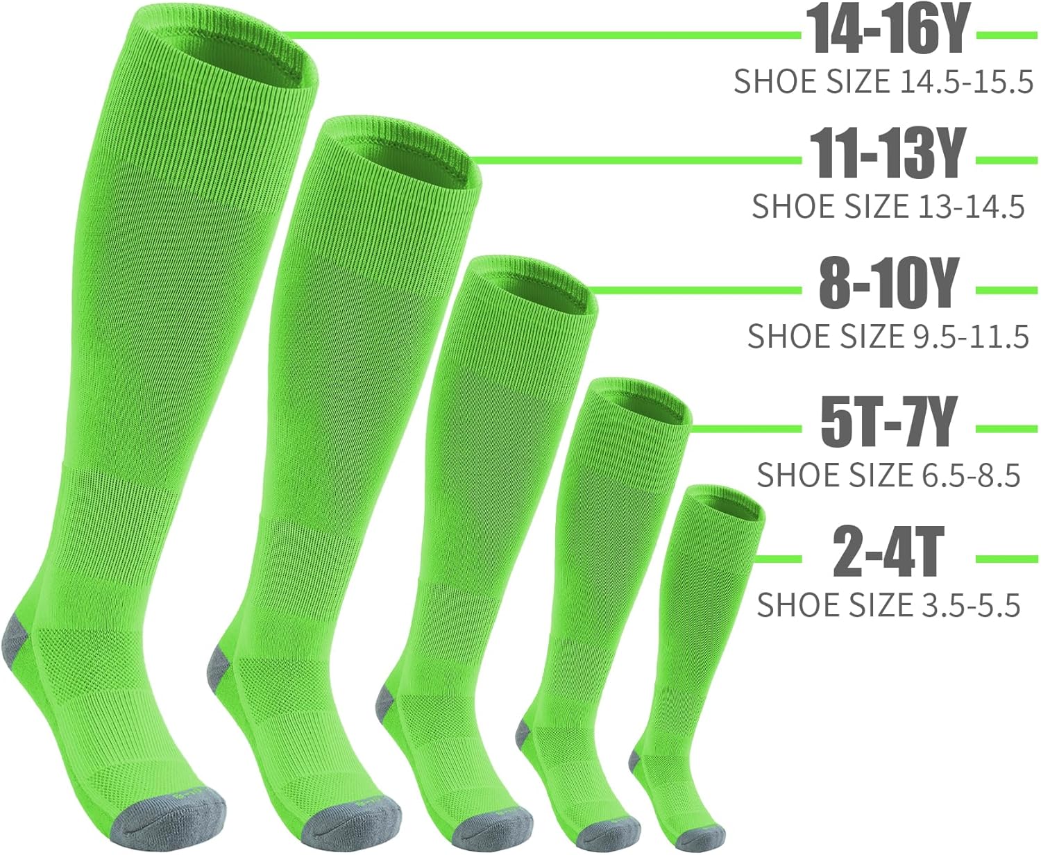 QBK Toddler Baseball Socks Youth Softball Tee Ball Kids Soccer Socks for Boy Girl 2 Pairs