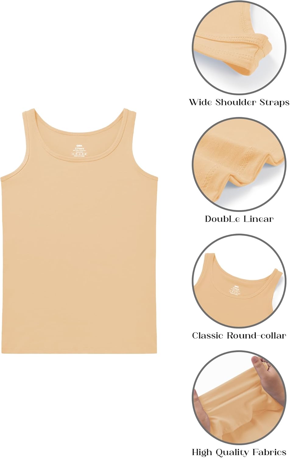 QBK 2T-13Years Girls Tank Tops Cotton Dance Basic Sleeveless Undershirts for Gymnastics Ballet Dancewear