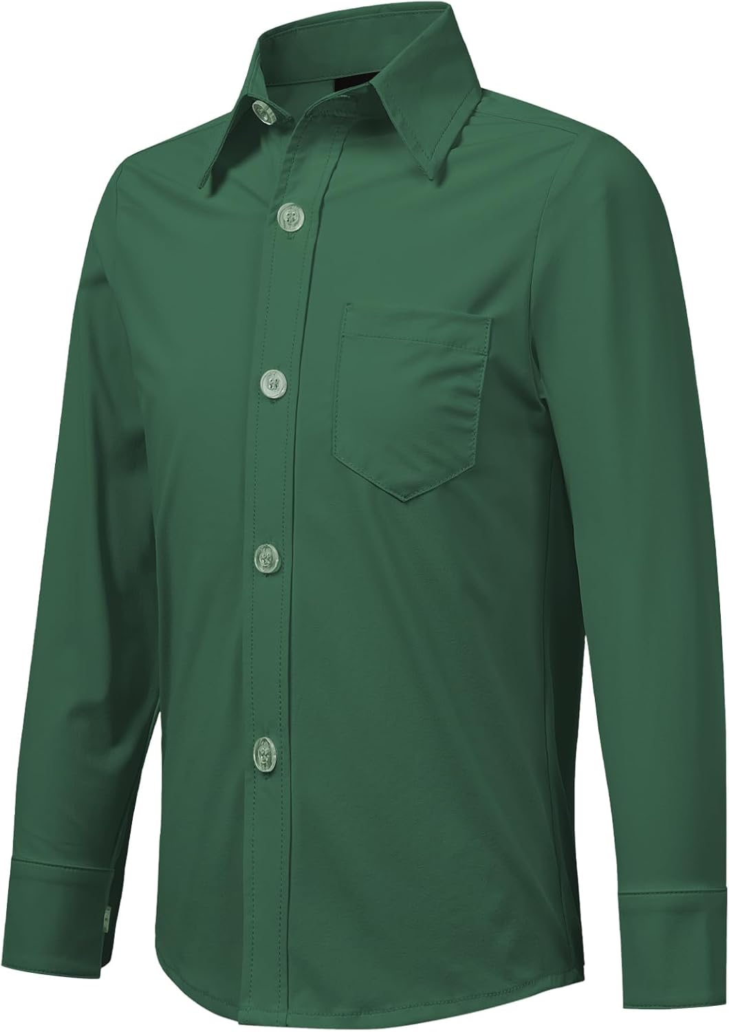 2T-16Y Boys' Stretch Long Sleeve Button Down Toddler Dress Shirt Wrinkle Free Oxford Uniform Shirt with Chest Pocket