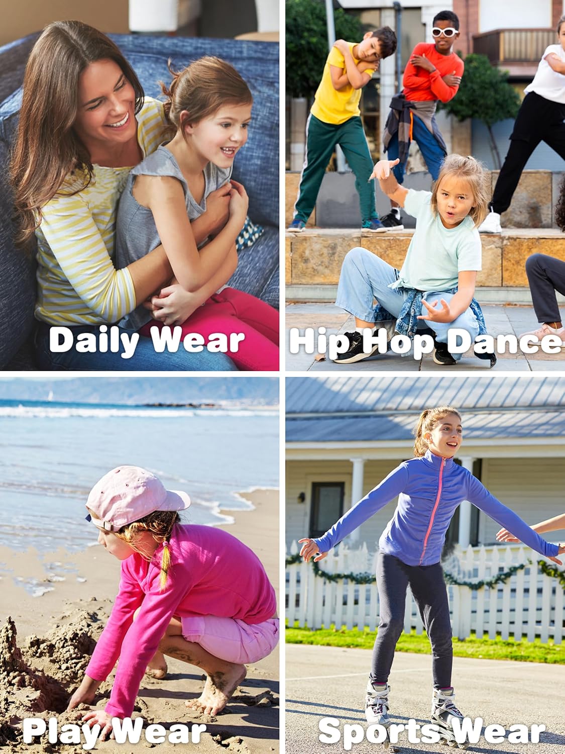 QBK 3T-14Years Girls Summer Lightweight Baggy Joggers with Pockets,Wide Leg Sweatpants Cinched Bottom Hip Hop Dance Pants