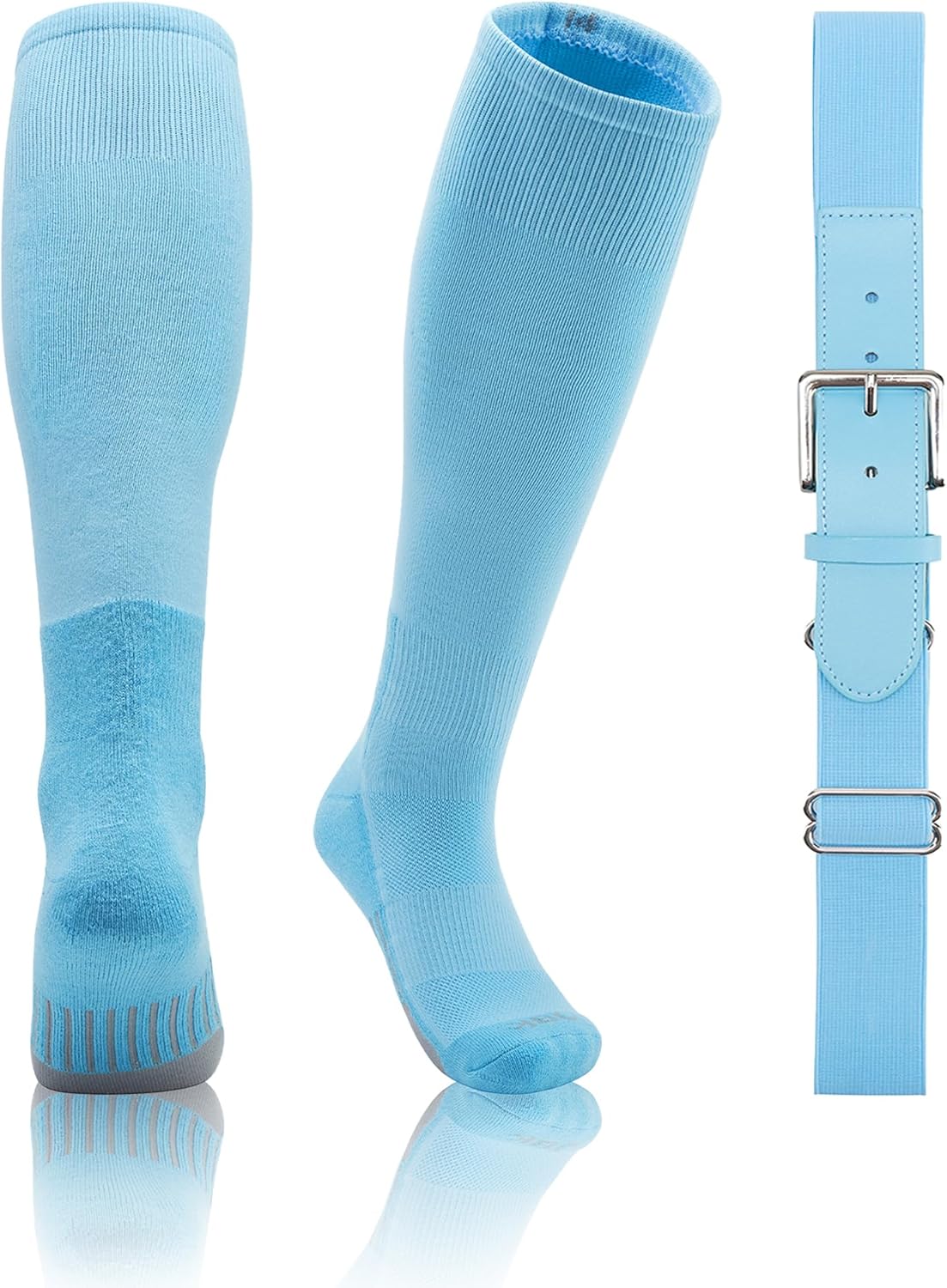 QBK 2T/3T/4T/5T Toddler Baseball Socks And Belt Youth Softball Tee Ball Combo Set for Boy Girl (1 Pairs of Socks & 1 Belt)