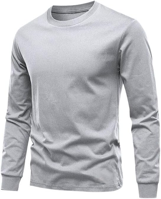 Huata Men's T-Shirt Long Sleeve Crewneck Cotton Tees