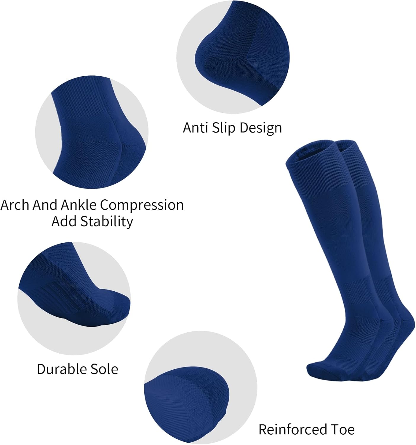 QBK 2 Pairs Toddler To Youth Baseball/Softball Socks - Soccer T-Ball Team Sport Socks For Kids Boys And Girls