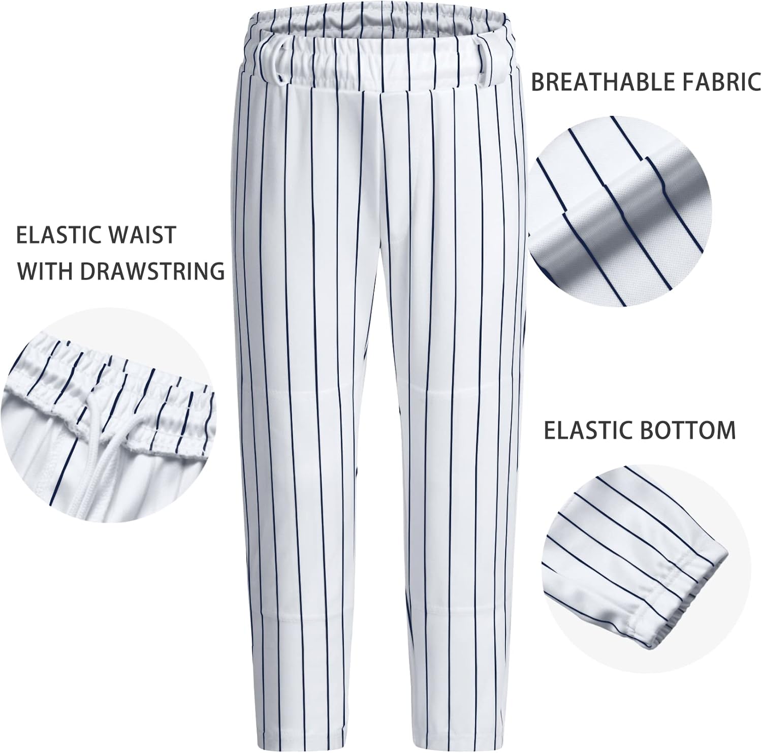 QBK 2T/3T/4T/5T to Youth Toddler Boys Baseball Pants Girl Softball Pants Kids Tee Ball Pants with Side Piping/Braid