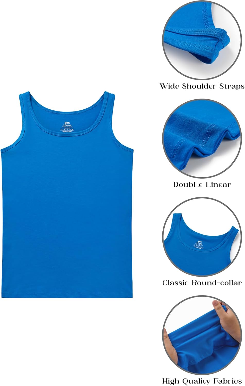 QBK 2T-13Years Girls Tank Tops Cotton Dance Basic Sleeveless Undershirts for Gymnastics Ballet Dancewear