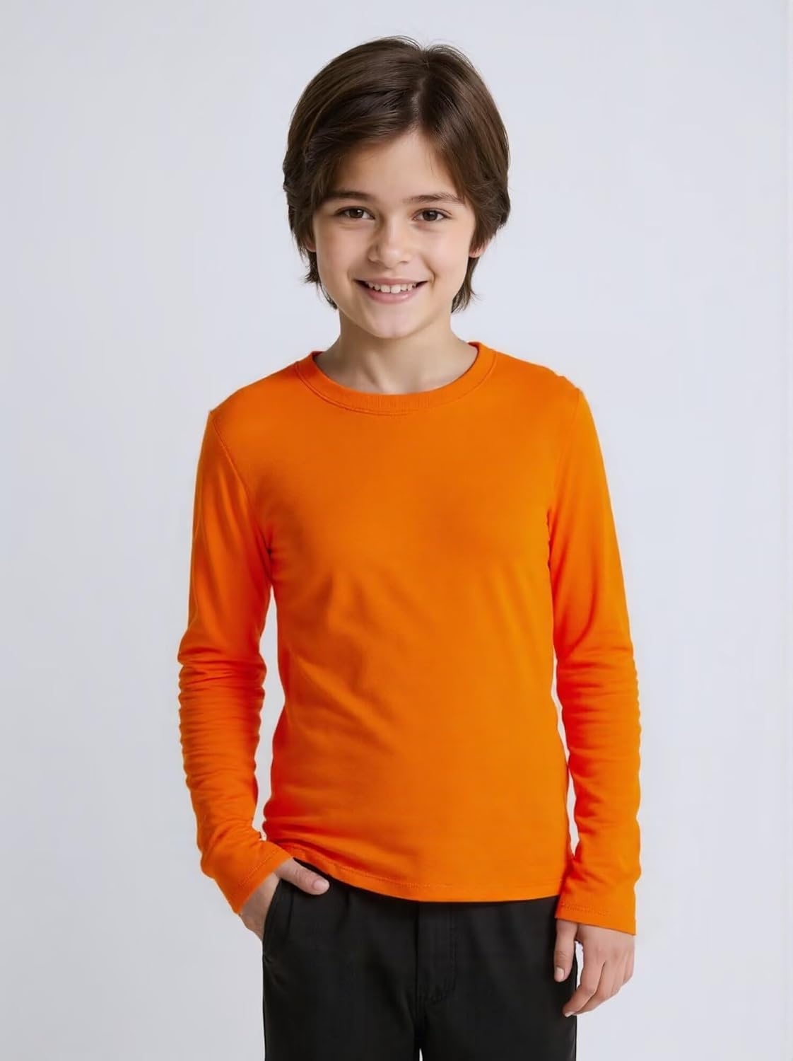 Huata Boys Girls Long Sleeve T-Shirt Unisex Crewneck Tee 2 Packs