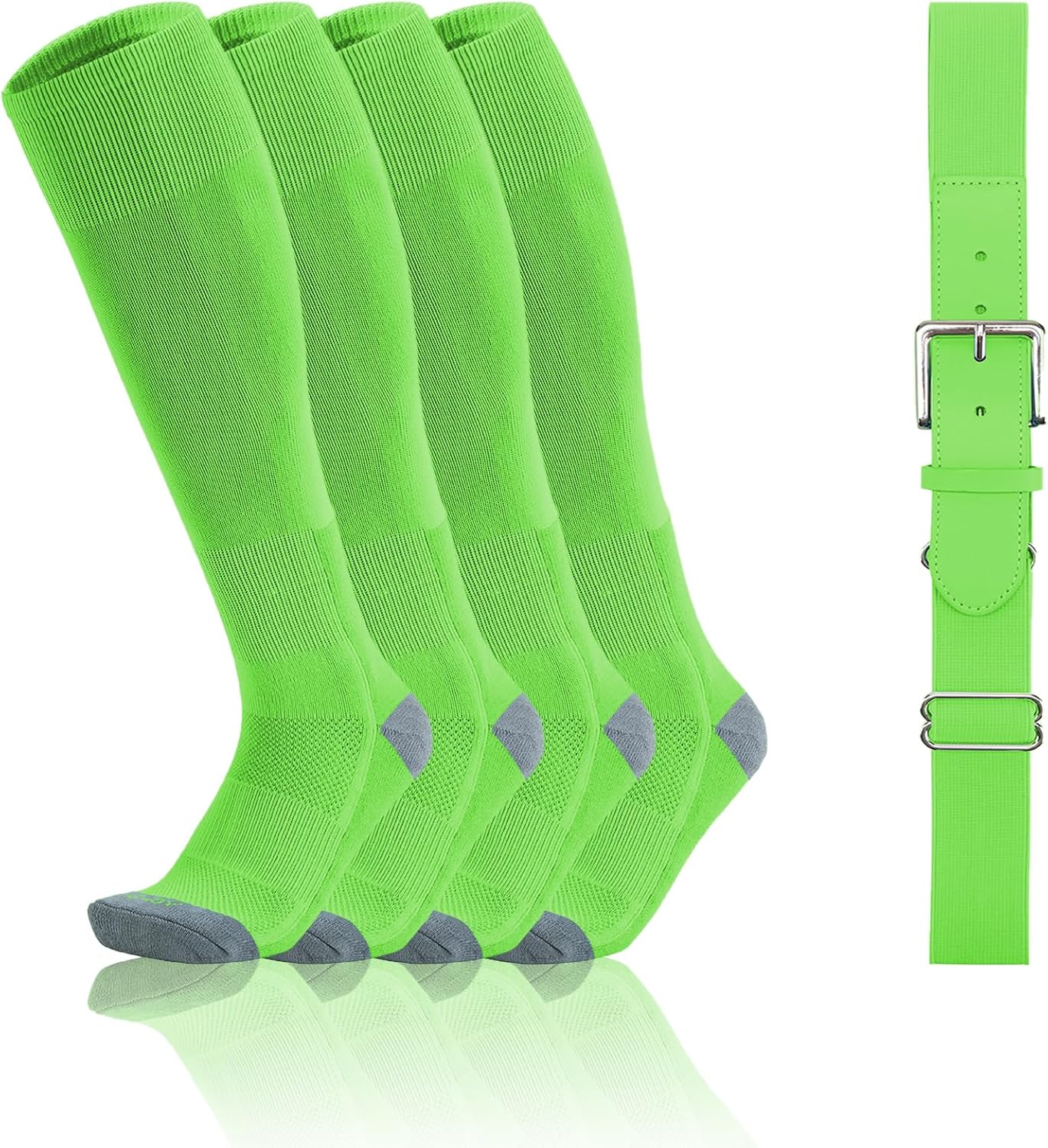 QBK 2-16Y Toddler Baseball Socks And Belt Youth Softball Tee Ball Combo Set for Boy Girl (2 Pairs of Socks & 1 Belt)