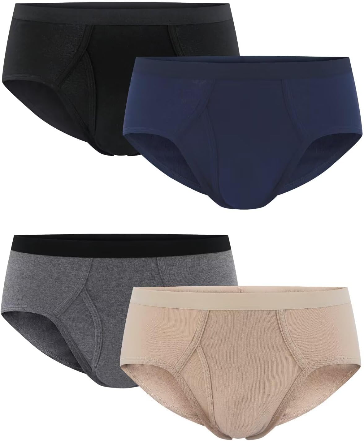 Huata Men's Underwear Briefs Soft Cotton Classic 4 Pack Panties