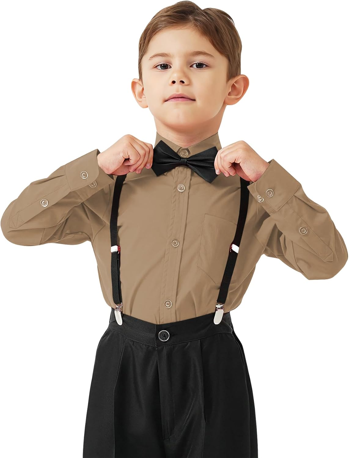 9 Month-16Y Boys' Long Sleeve Button Down Toddler Dress Shirt Oxford Uniform Shirt with Chest Pocket