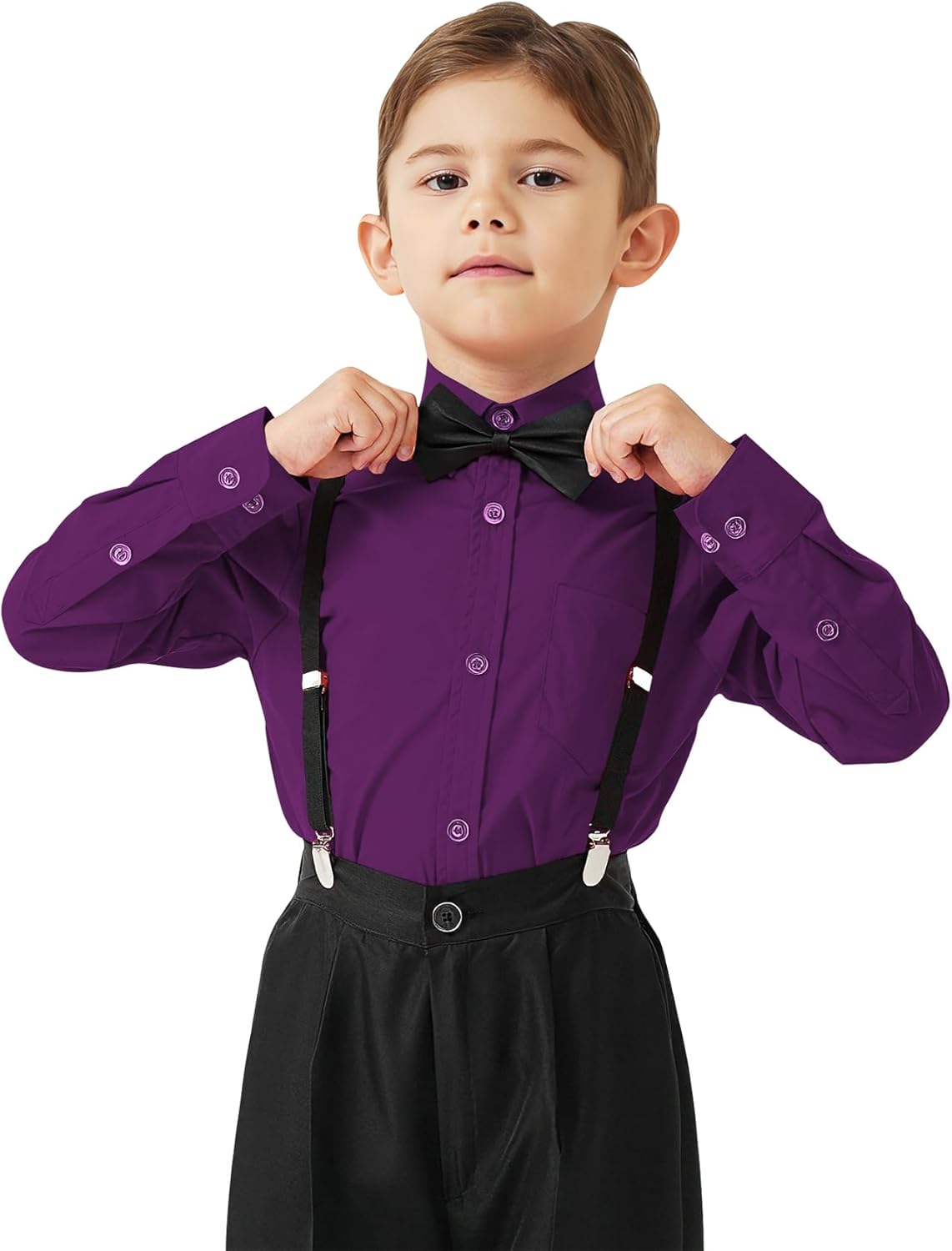 9 Month-16Y Boys' Long Sleeve Button Down Toddler Dress Shirt Oxford Uniform Shirt with Chest Pocket