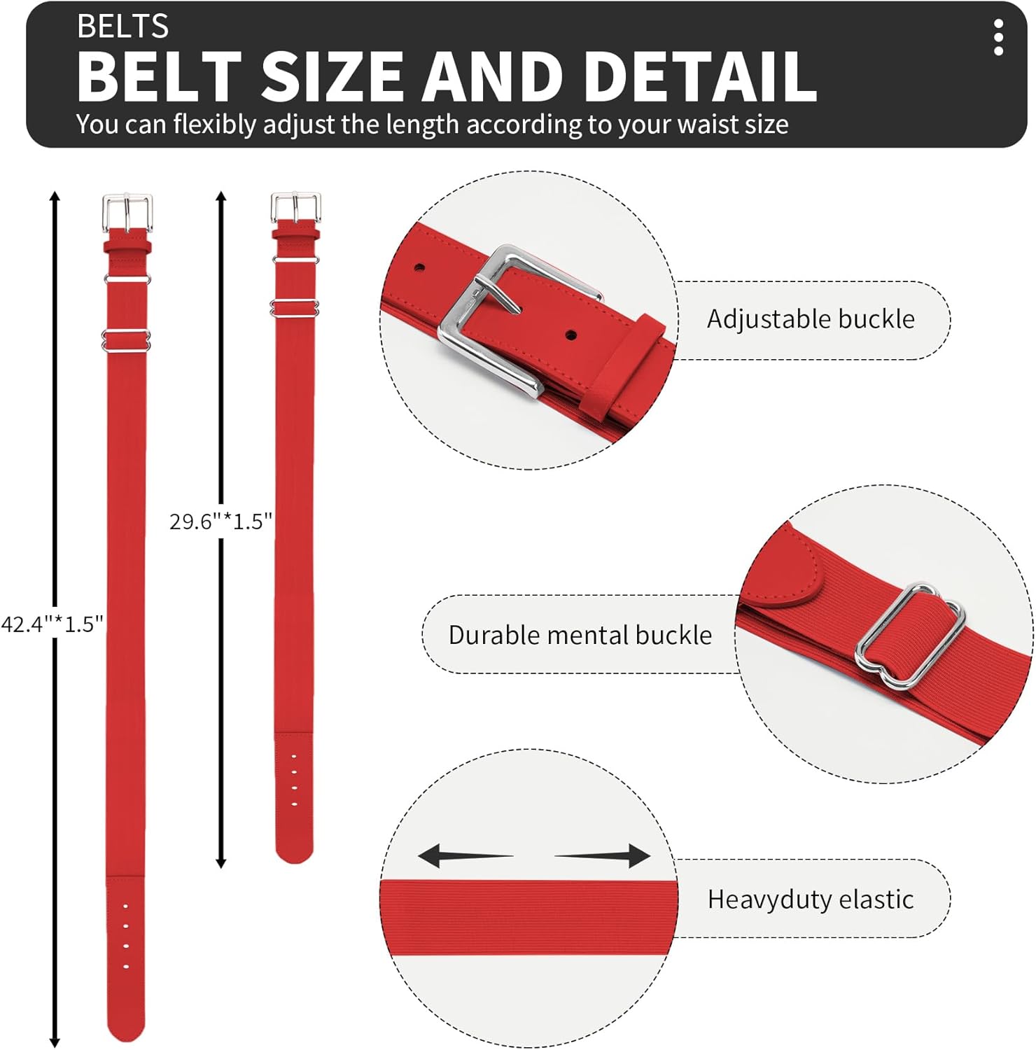 QBK Youth Baseball Socks & Belt Combo Set for Kids 2-16 Years -Softball/Tee Ball Accessories (1 Pair + 1 Belt, Unisex)