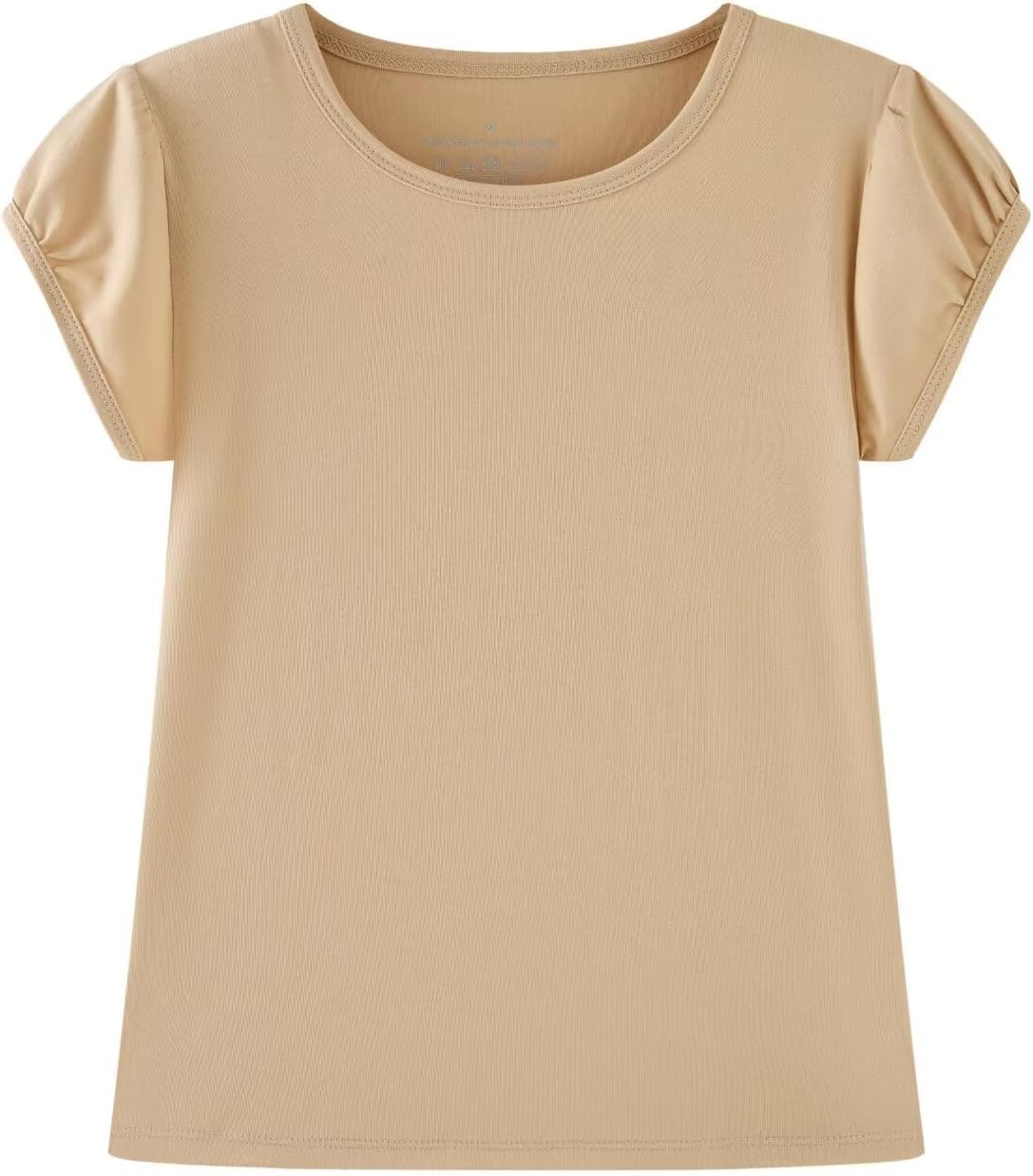 Huata Girls Short Puff Sleeve Tee Basic T-Shirt 2 Packs Crewneck