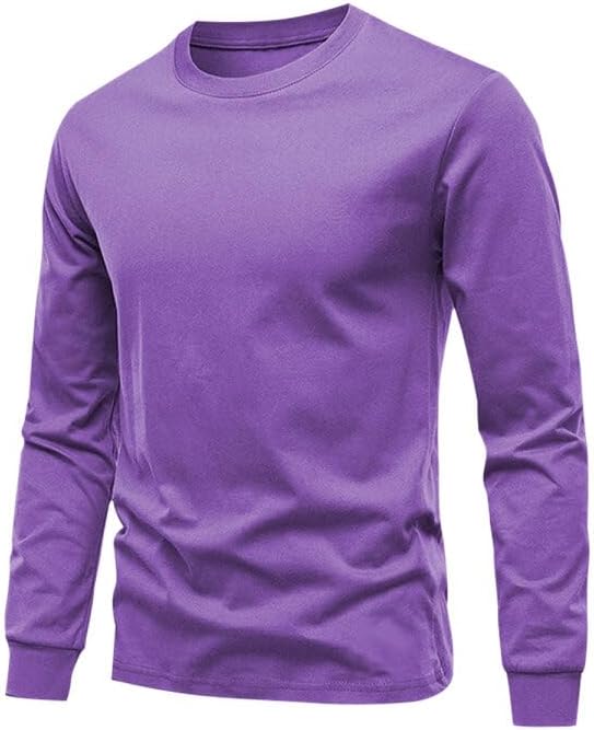 Huata Men's T-Shirt Long Sleeve Crewneck Cotton Tees