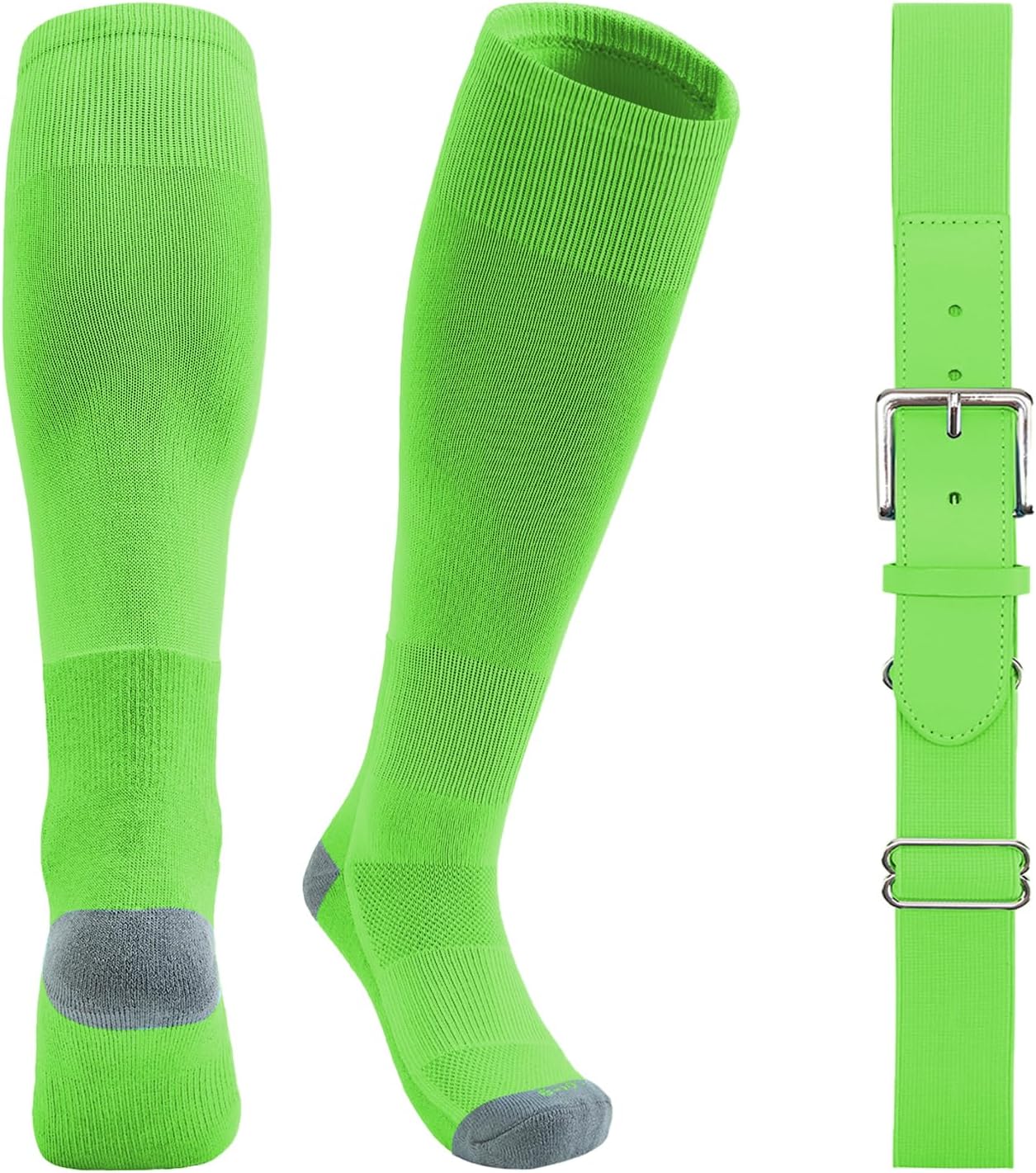 QBK Youth Baseball Socks & Belt Combo Set for Kids 2-16 Years -Softball/Tee Ball Accessories (1 Pair + 1 Belt, Unisex)