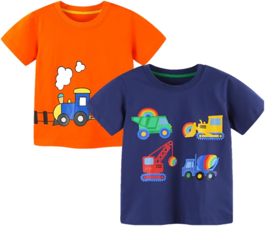 Huata Baby Toddler Boys T-Shirt 2 Packs Short Sleeve Crewneck Tee