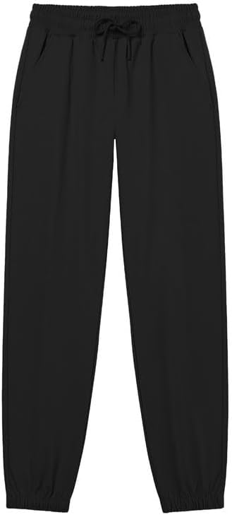 QBK School Joggers for Boys - Elastic Waist Dress Jogger Uniform Pants with Drawstring